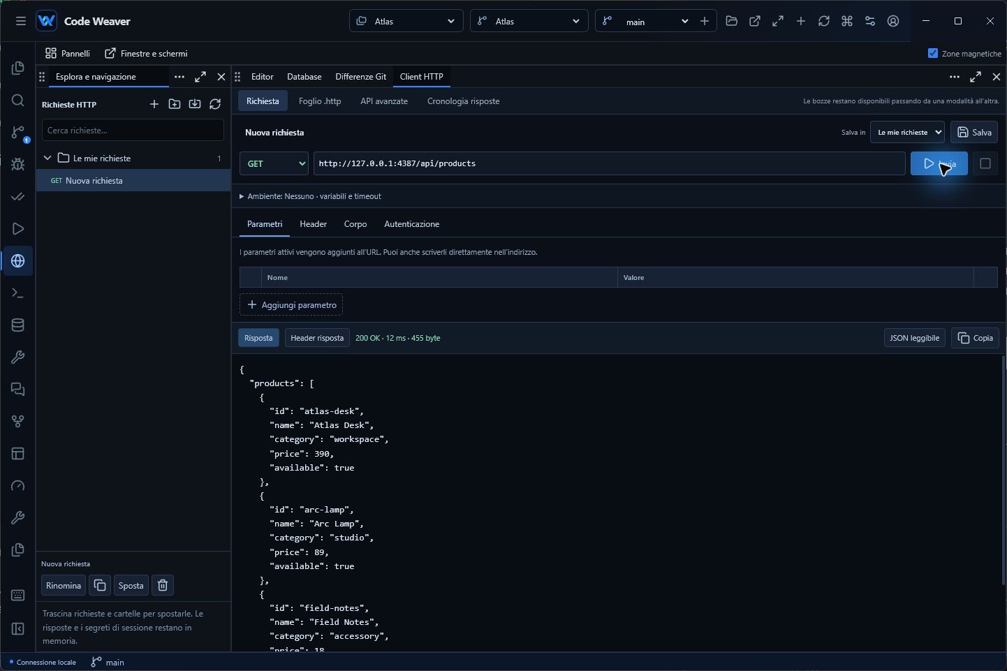 HTTP client: requests and responses beside the project.